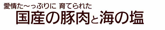 愛情た〜っぷりに 育てられた“国産の豚肉”と“海の塩”。
