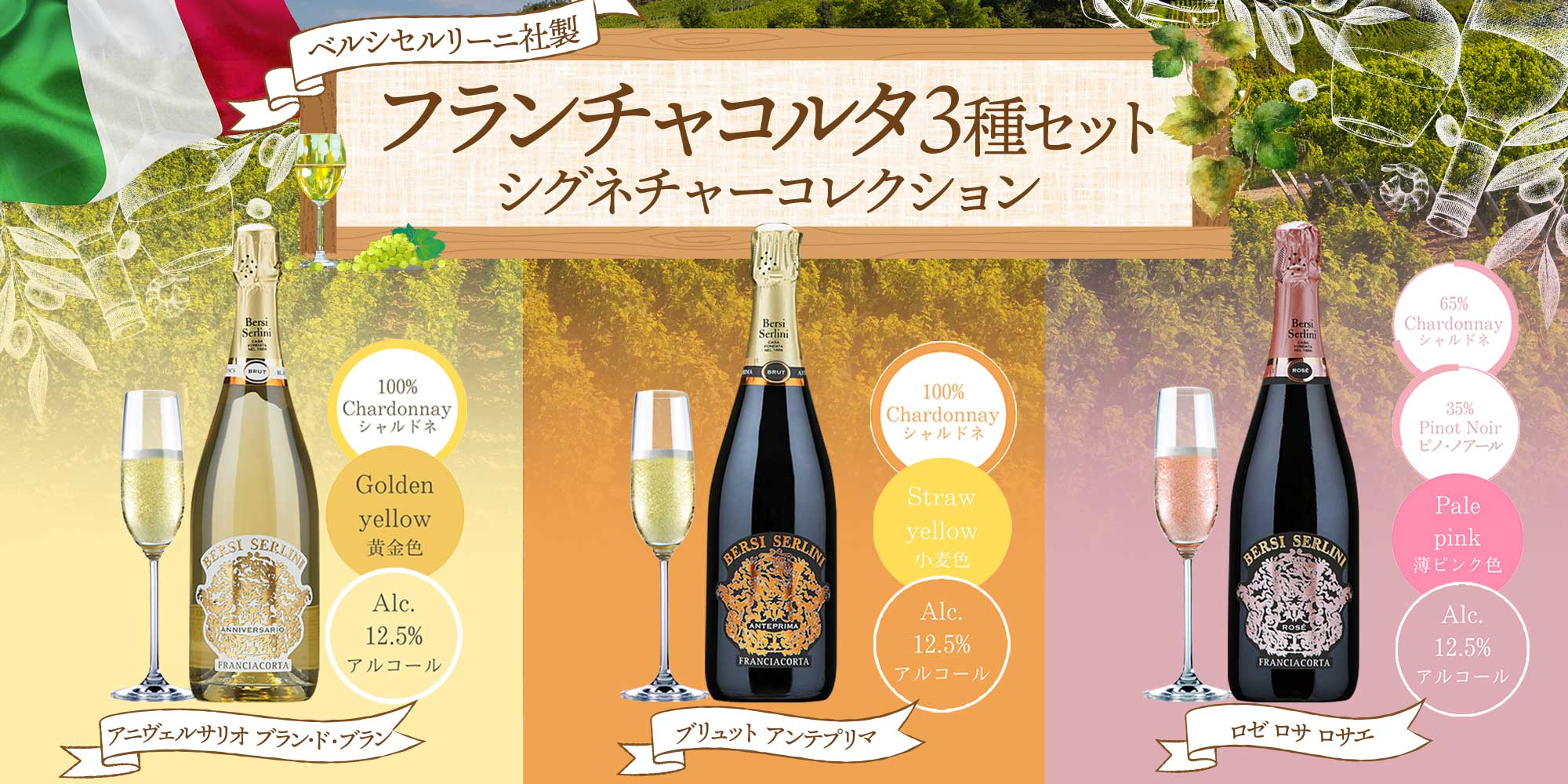 フランチャコルタ3種セット（シグネチャーコレクション）