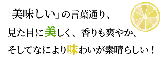 「美味しい」の言葉通り、見た目に美しく、香りも爽やか、そしてなにより味わいが素晴らしい！